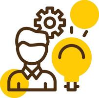 Person with a lightbulb for innovation Yellow Lieanr Circle Icon vector