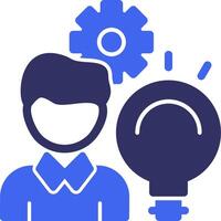 Person with a lightbulb for innovation Solid Two Color Icon vector