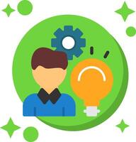 Person with a lightbulb for innovation Tailed Color Icon vector