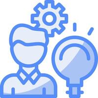 Person with a lightbulb for innovation Line Filled Blue Icon vector