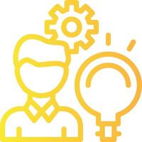 Person with a lightbulb for innovation Linear Gradient Icon vector