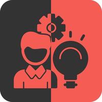 Person with a lightbulb for innovation Red Inverse Icon vector