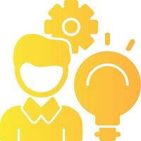 Person with a lightbulb for innovation Solid Multi Gradient Icon vector