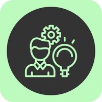 Person with a lightbulb for innovation Linear Round Icon vector