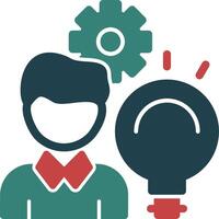 Person with a lightbulb for innovation Glyph Two Color Icon vector