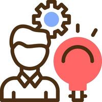 Person with a lightbulb for innovation Color Filled Icon vector