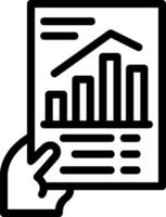 Hand holding a chart indicating progress Line Icon vector