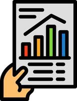 Hand holding a chart indicating progress Line Filled Icon vector