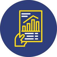 Hand holding a chart indicating progress Dual Line Circle Icon vector