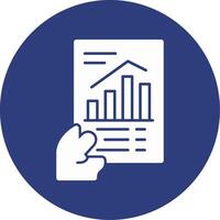 Hand holding a chart indicating progress Glyph Circle Icon vector