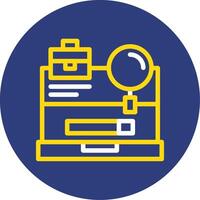 Laptop with a Job Search button Dual Line Circle Icon vector