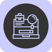 Laptop with a Job Search button Linear Round Icon vector