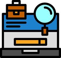 Laptop with a Job Search button Line Filled Icon vector