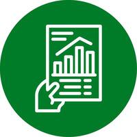 Hand holding a chart indicating progress Outline Circle Icon vector