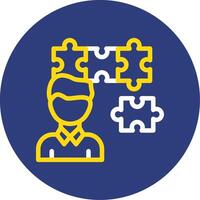 Person with a puzzle piece for fit Dual Line Circle Icon vector