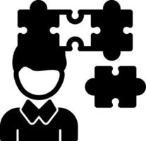 Person with a puzzle piece for fit Glyph Icon vector