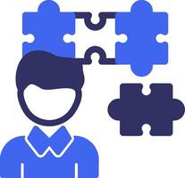 Person with a puzzle piece for fit Solid Two Color Icon vector