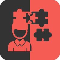 Person with a puzzle piece for fit Red Inverse Icon vector