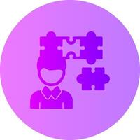 Person with a puzzle piece for fit Gradient Circle Icon vector