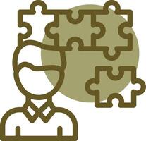 Person with a puzzle piece for fit Linear Circle Icon vector