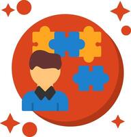 Person with a puzzle piece for fit Tailed Color Icon vector