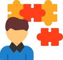 Person with a puzzle piece for fit Flat Icon vector