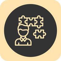 Person with a puzzle piece for fit Linear Round Icon vector