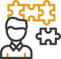 Person with a puzzle piece for fit Line Circle Icon vector