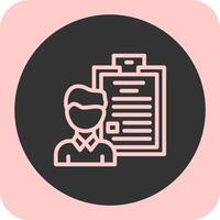 Person with a clipboard for interviews Linear Round Icon vector