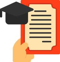 Hand holding a diploma for education Flat Icon vector