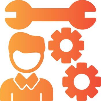 Person with a wrench for skills Solid Multi Gradient Icon vector