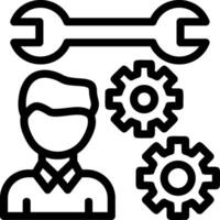 Person with a wrench for skills Line Icon vector