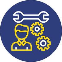 Person with a wrench for skills Dual Line Circle Icon vector