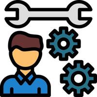 Person with a wrench for skills Line Filled Icon vector