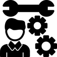 Person with a wrench for skills Glyph Icon vector