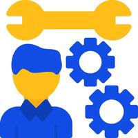 Person with a wrench for skills Flat Two Color Icon vector