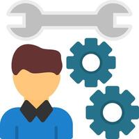 Person with a wrench for skills Flat Icon vector