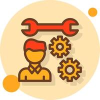 Person with a wrench for skills Filled Shadow Circle Icon vector