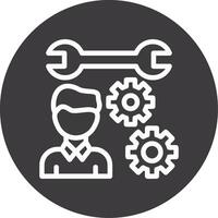 Person with a wrench for skills Outline Circle Icon vector