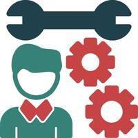 Person with a wrench for skills Glyph Two Color Icon vector