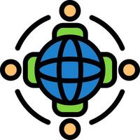 Globe with people symbolizing global opportunities Line Filled Icon vector