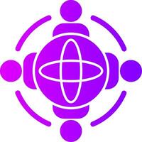 Globe with people symbolizing global opportunities Solid Multi Gradient Icon vector