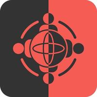 Globe with people symbolizing global opportunities Red Inverse Icon vector
