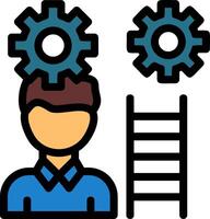 Person with a ladder for advancement Line Filled Icon vector