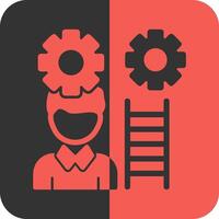 Person with a ladder for advancement Red Inverse Icon vector