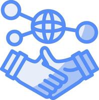 Hand holding a handshake for networking Line Filled Blue Icon vector