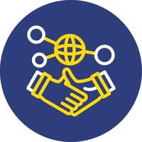 Hand holding a handshake for networking Dual Line Circle Icon vector