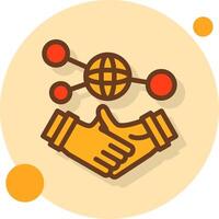 Hand holding a handshake for networking Filled Shadow Circle Icon vector