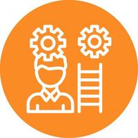 Person with a ladder for advancement Outline Circle Icon vector