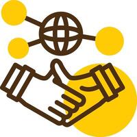 Hand holding a handshake for networking Yellow Lieanr Circle Icon vector